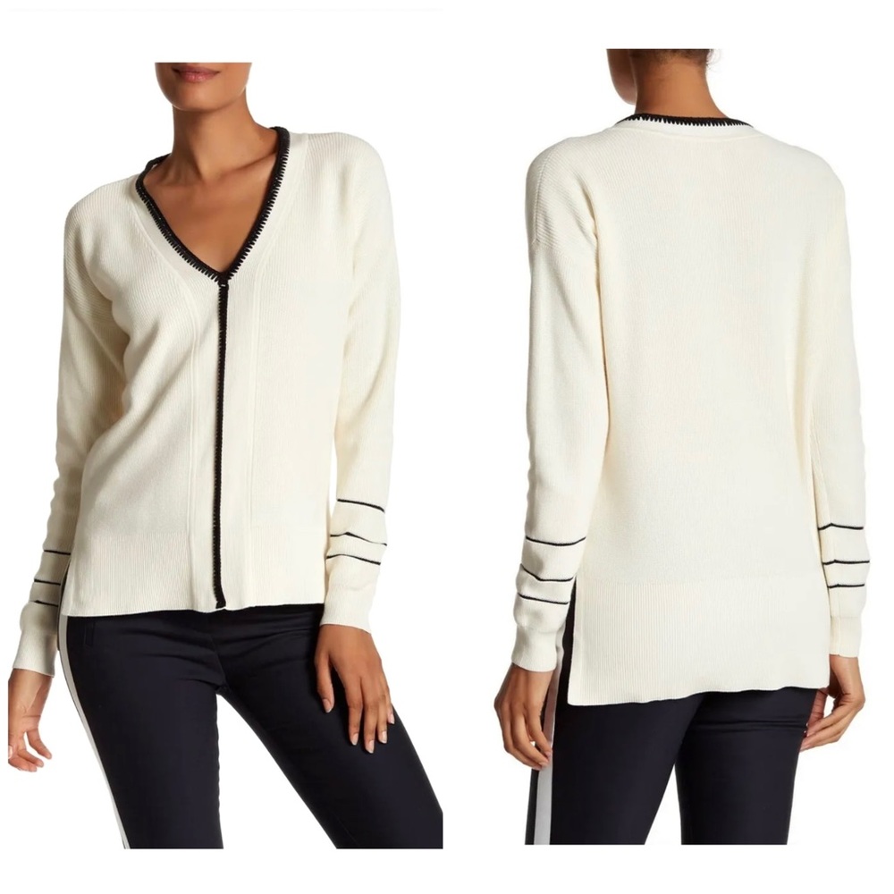 Derek Lam 10 Crosby Ivory Crochet Pipe Trim Pullover Sweater Cotton Cashmere - Picture 5 of 10